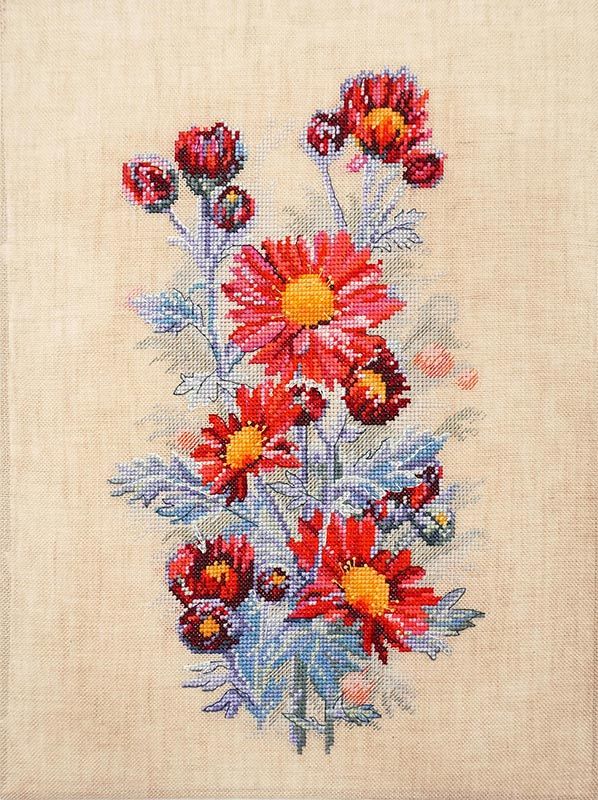 Марья искусница Набор для вышивания 04.004.05 "Красные хризантемы"