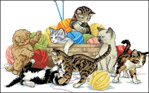 Канва с рисунком арт.Д-003 "Игривые котята" 30х45см