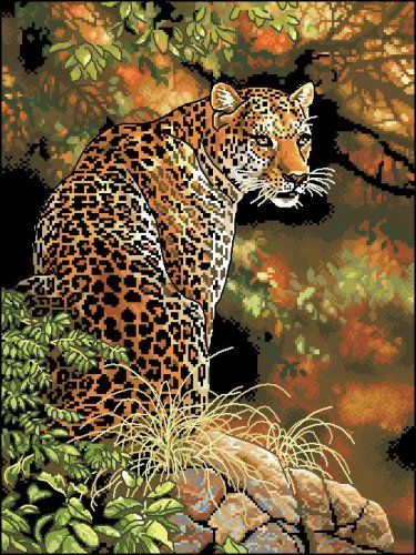Канва с рисунком арт.Ф-040 "Леопард" 35,5х46,5см