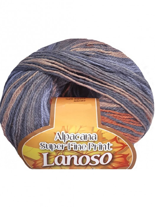 Lanoso Alpacana super fine print 100гр. 375м. 35%шерсть, 40%акрил, 25%альпака