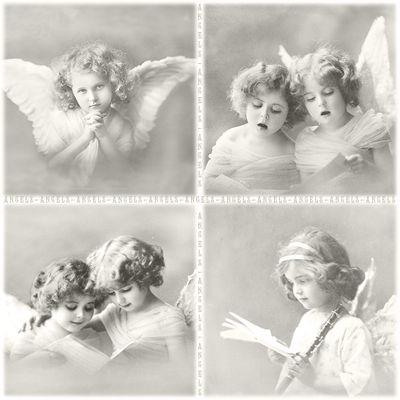 Sagen Vintage Design Салфетка 3-х слойная для декупажа, 80026 Четыре ангелочка