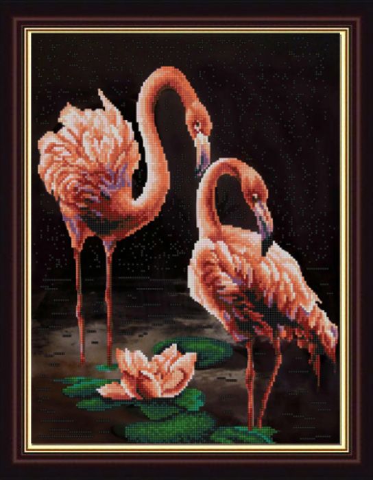 Конёк  Рисунок на ткани для вышивания бисером (сатен, 29х39 см) арт.9835 "Фламинго"