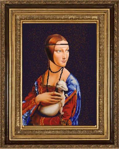 Конёк  Рисунок на ткани для вышивания бисером (сатен, 29х39 см) арт.9752 "Дама с горностаем"
