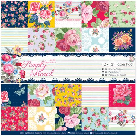 Docrafts Бумага д/скрапбукинга PMA160183 Simply Floral (160gsm) 30,5х30,5см, 1 лист