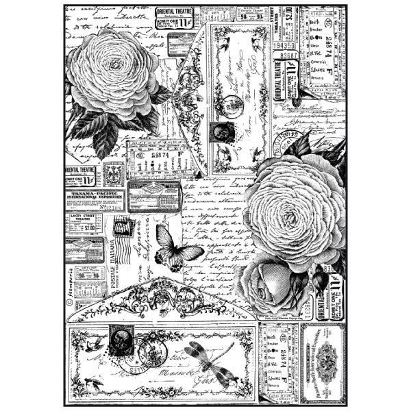 Stamperia Бумага рисовая для декупажа DFSA4184 "Розы и бабочки", 21 х 29,7 см (А4), 28 г
