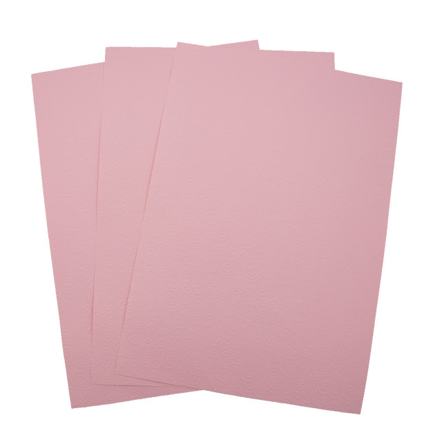 Лоза Бумага д/скрапбукинга с рельефным рисунком БР001-3 "Завитки" 3 листа,  А4, розовый