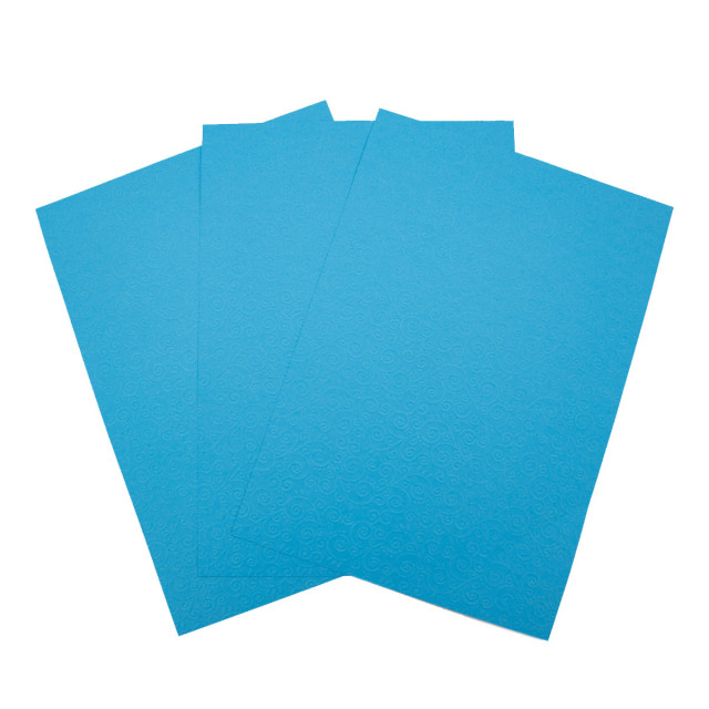 Лоза Бумага д/скрапбукинга с рельефным рисунком БР001-12 "Завитки" 3 листа,  А4, ярко-голубой