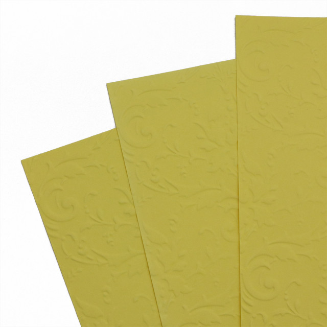 Лоза Бумага д/скрапбукинга с рельефным рисунком БР003-4 "Дамасский узор" 3 листа,  А4, жёлтый