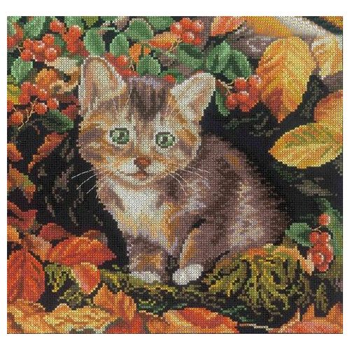 РТО Набор для вышивания М271 Осенний котёнок. 25х25см