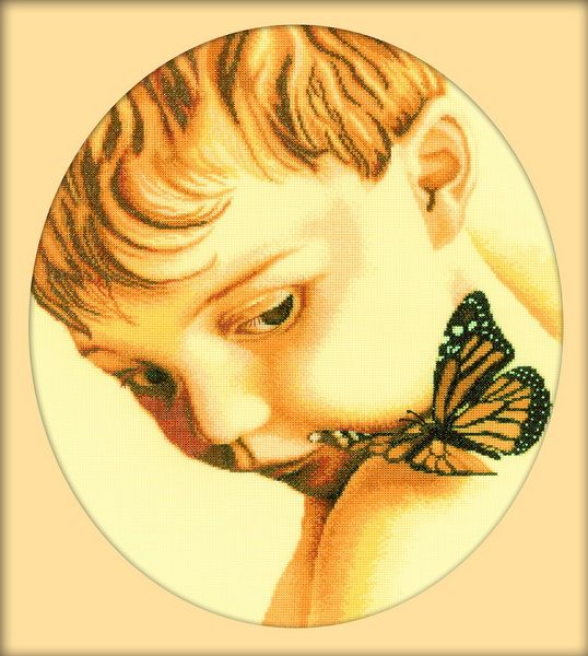 РТО Набор для вышивания М177 Мальчик с бабочкой. 30х34см