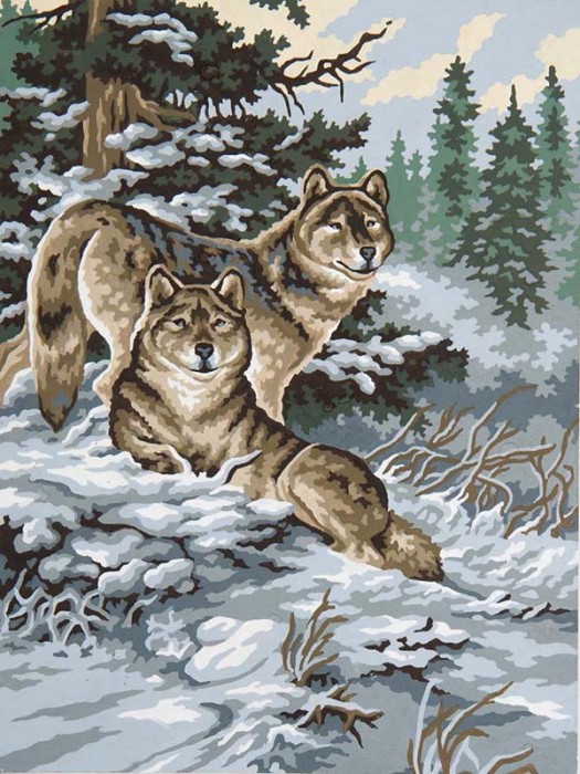 Grafitec Канва жесткая с рисунком "Снежные волки" 30 x 40 см 10.481
