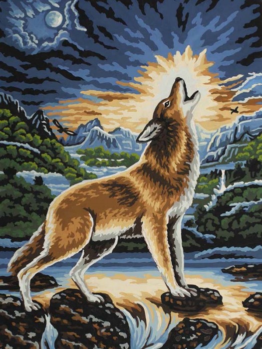 Grafitec Канва жесткая с рисунком "Воющий волк" 30 x 40 см 10.486