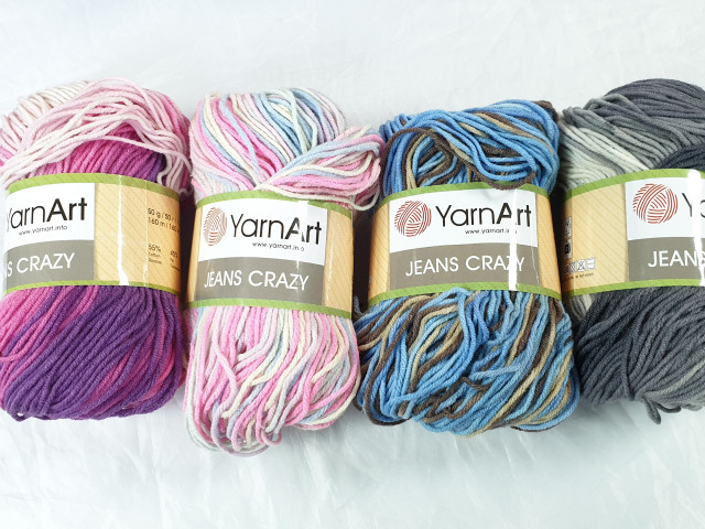 Yarn Art пряжа Jeans Crazy 50г.160м 55% хлопок 45%полиакрил