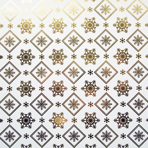 Лоза Бумага Тиснение жёлтым золотом БТ003-31 "Снежинки" на Белом КОМПЛЕКТ 3 листа