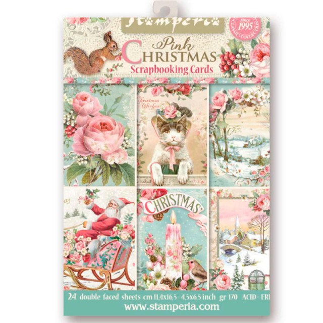 Stamperia Набор бумаги для скрапбукинга SBBPC08 "Розовое Рождество", мини-формат, 11,4 x 16,5 см, 17