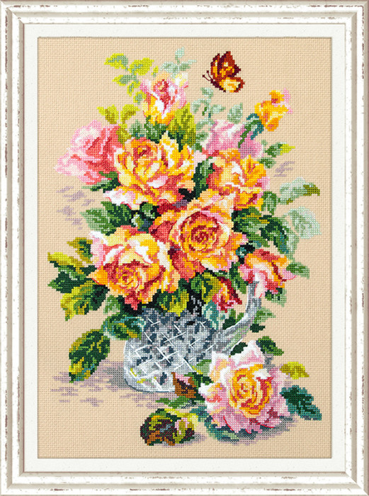 Чудесная игла Набор для вышивания 100-021 "Чайные розы" 24х34см