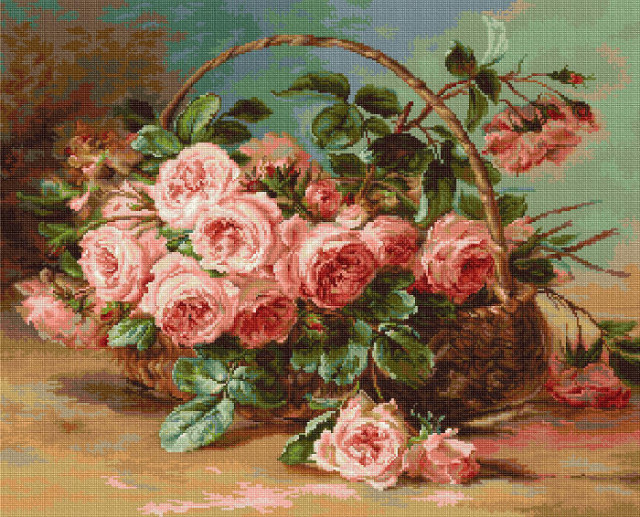Luca-S Набор для вышивания В547 "Розы в корзине", 42,5 х 34 cм