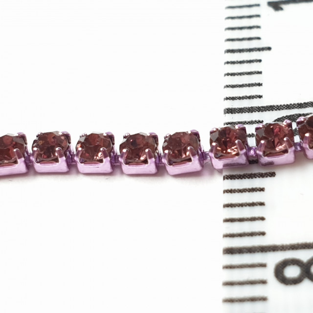 Стразовая лента SS6 розовый/розовый 0,5м