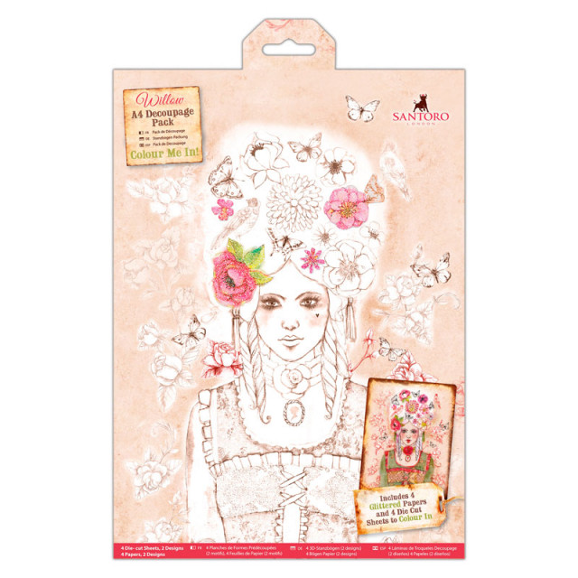 Набор для 3D проектов Santoro's Willow с бумагой и листами с высечкой, А4 WIL169000