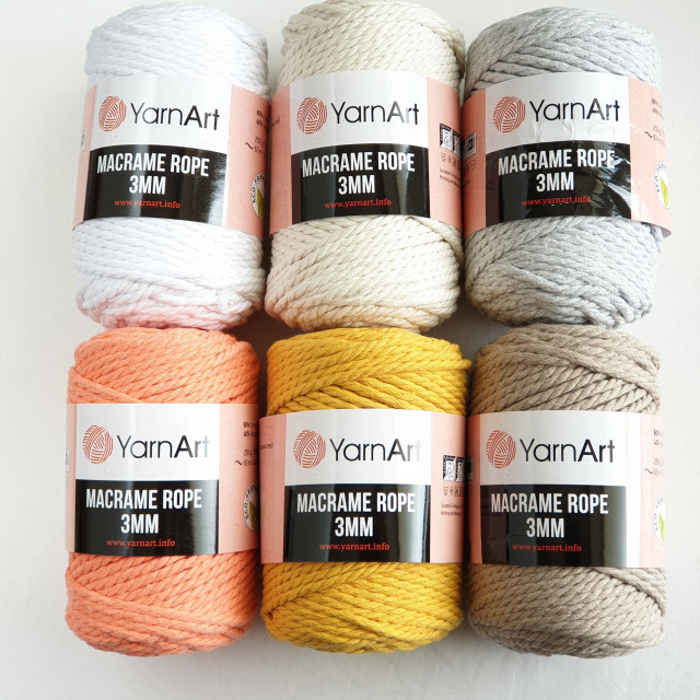 Yarn Art пряжа MACRAME ROPE 3 MM 250гр.63м. 60%хлопок, 40%вискоза&полиэстер