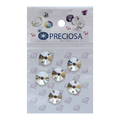 Preciosa 438-61-302 Стразы пришивные Риволи, 2 отверстия Crystal 10мм. 6 шт. 551790