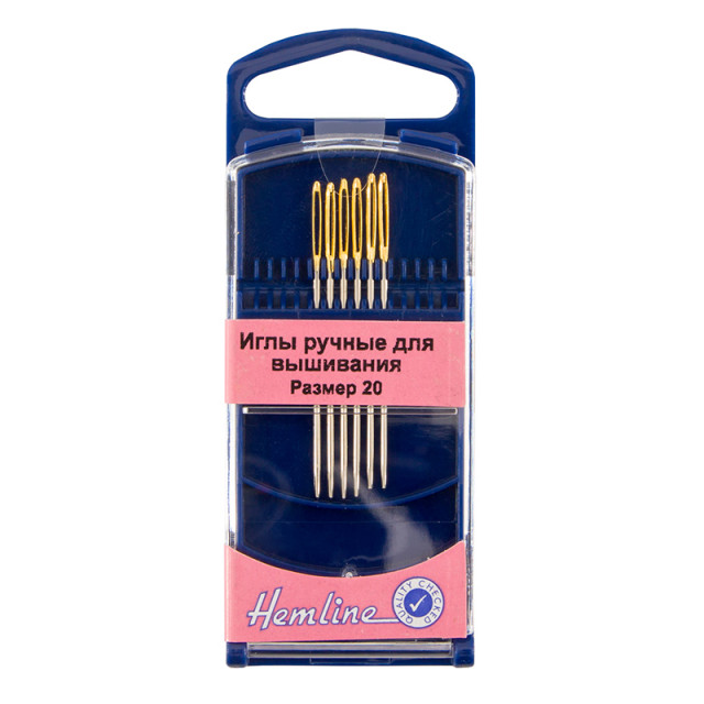 Hemline Иглы для вышивания с закруглённым кончиком в пластиковом контейнере №20, 6 шт 283G.20