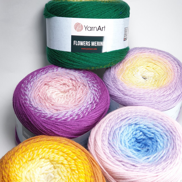 Yarn Art пряжа Flowers Merino 225гр.590м. 25%шерсть, 75%акрил