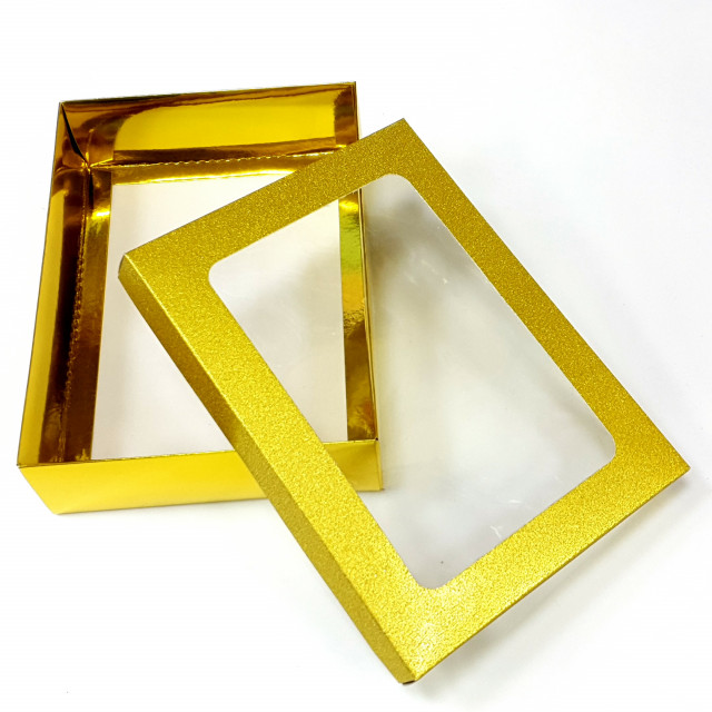 Коробка складная с окошком 23,5 х 17,5 х 6 см цвет золото 2 части HS-19-26 51-5389