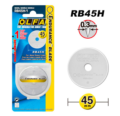 Olfa Запасной диск для ножа RTY-2/G увеличенного срока службы, 45 мм, 1 шт RB45H-1