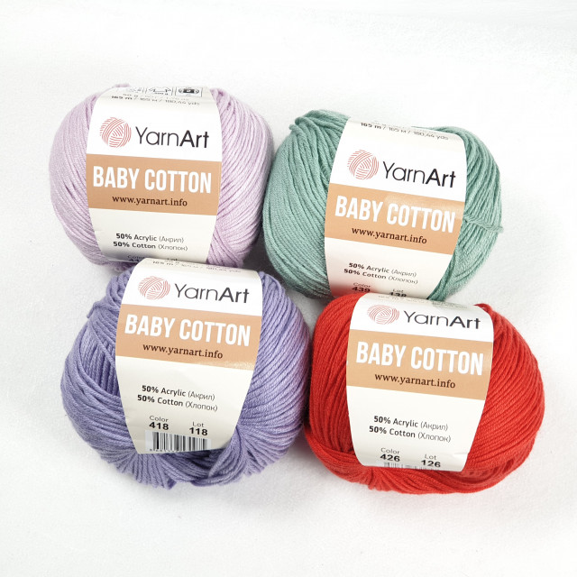 Yarn Art пряжа Baby cottonl 50г.165м 50% хлопок 50%акрил