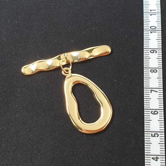 Застёжка для бижутерии тогл "Волна" 20х30мм покрытие позолота 1шт