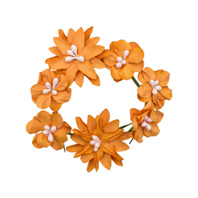 Астра Бумажные цветы креатив "Хризантемы" D=3*5см, 10шт, (оранжевый) 7715322