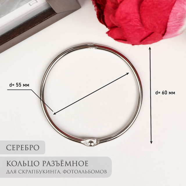Кольцо для творчества (для фотоальбомов) "Серебро" d=6см, 6шт. 4104917