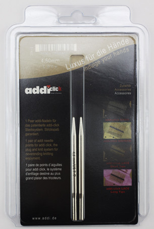 ADDI Дополнительные спицы с удлиненным кончиком к addiClick LACE, №4,5 никелированная латунь 756-2