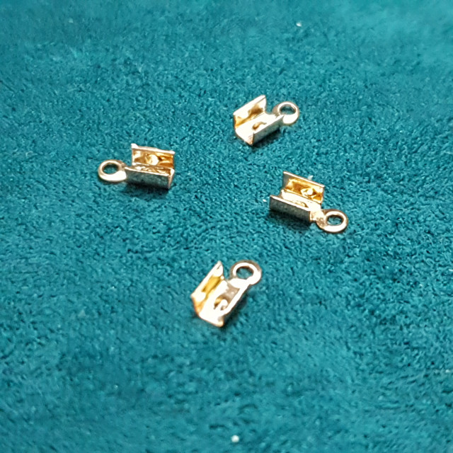 Зажим для шнура с петлёй, 10 х 4 мм, металл цв. розовое золото 10шт