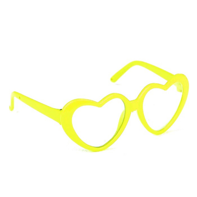 Sovushka Очки без стекла, пластик, сердце, 8 см, цена за 1шт, цвет жёлтый 28887