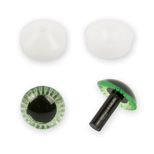 HobbyBe Глазки для игрушек пластиковые PGSL-11F с фиксатором( с лучиками), 11мм, зелёный 2шт.
