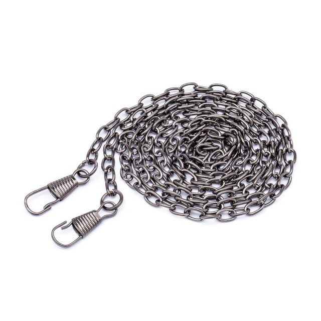 Цепочка для сумки, с карабинами, железная, 5 × 7 мм, 120 см, цвет чёрный никель 7598516