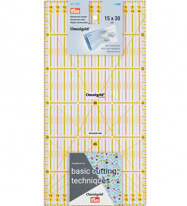 Prym Линейка Omnigrid для пэчворка 15*30см, пластик (инструкция прилагается) 611 307