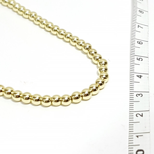 Бусины Гематит на нити шарик гладкий 4мм, цвет золото нить107шт.