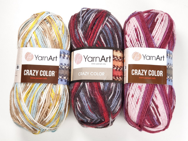 Yarn Art пряжа Crazy Color 100гр. 260м. 25%шерсть, 75% акрил