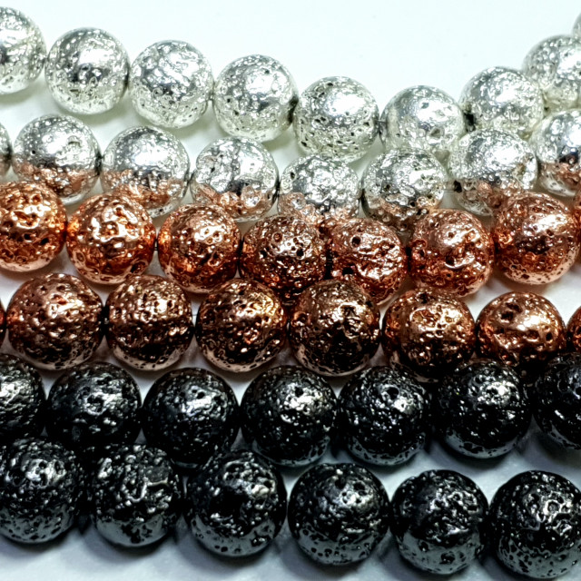 Бусины Лава тонированная под металл диам. 10мм. 38шт