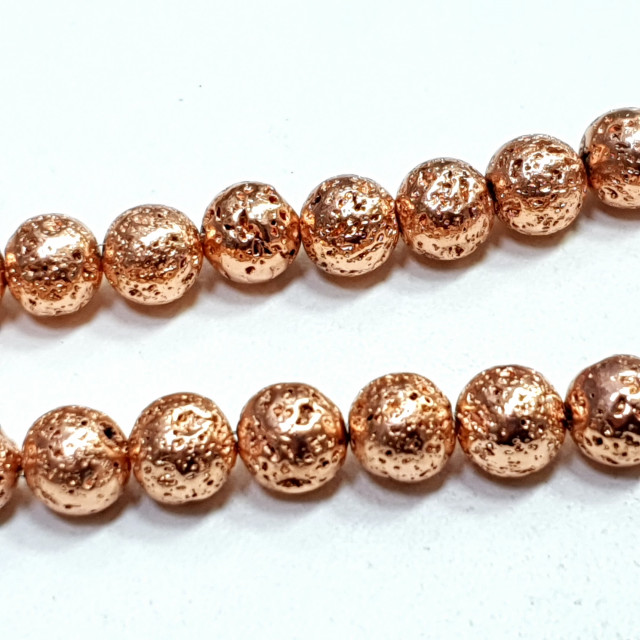 Бусины Лава гальваника 8мм 46шт. цв розовое золото