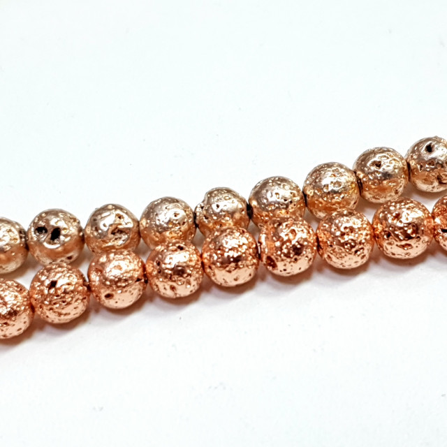 Бусины Лава гальваника 6мм 61шт. цв розовое золото