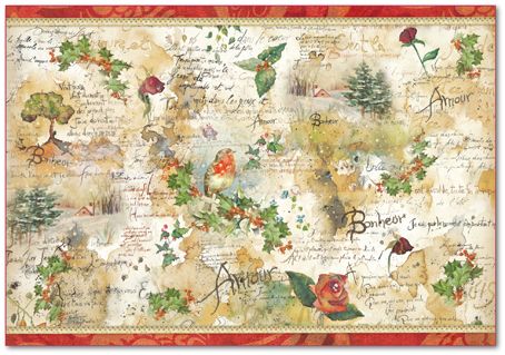 Stamperia Бумага рисовая для декупажа DFS279 "Рождественская поэзия и цветы"