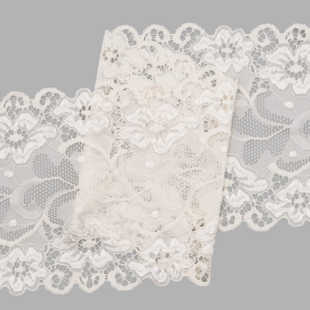 Кружево эластичное 15см, цвет молочный 7738080, 1м