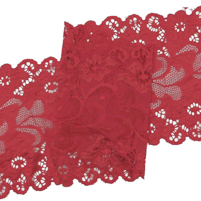 Кружево эластичное 15см, цвет красный 7738083, 1м