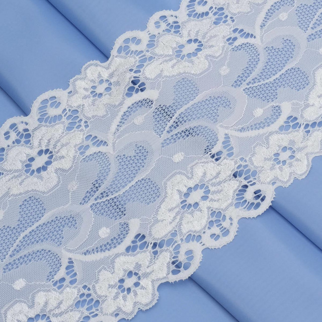 Кружево эластичное 15см, цвет белый 7738085, 1м