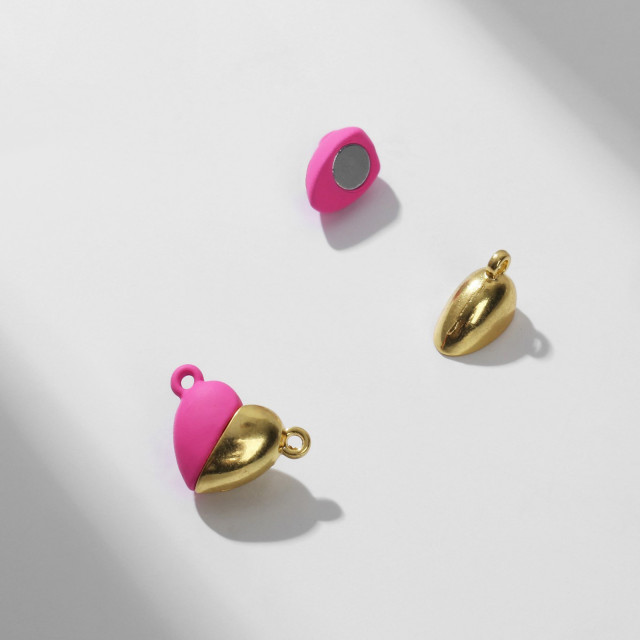 Замок магнитный "Сердечко" (набор 2шт), цвет розово-золотой   9824784