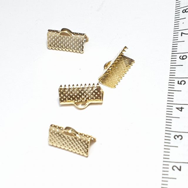 Зажим для ленты/кож шнура, 10мм, покрытие LUX  14K цв. золото 4шт.
